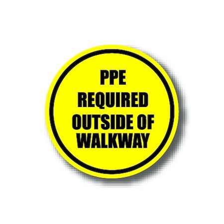 Ergomat 16in CIRCLE SIGNS - PPE Required Outside of Walkway DSV-SIGN 256 #1592 -UEN